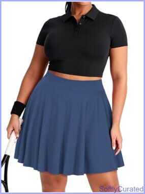 Plus Size Knee Length Golf Skorts High Waisted Athletic Tennis Skirt with